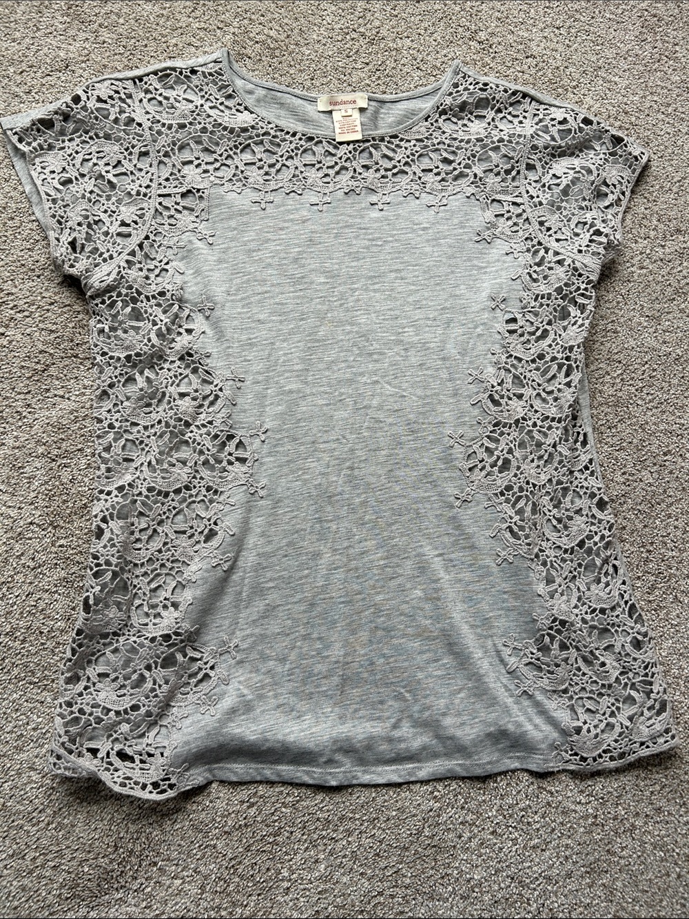 Grey Lace-Trim Women's Tee